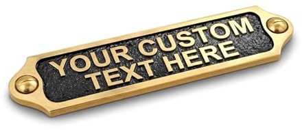 Personalised Brass & Black Nameplate Plaque with Screw Holes – Custom Engraved Decorative Plate for Door, Desk, Office, Home & Gifts