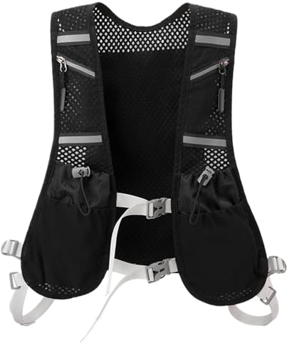 Chaleco de agua corriente – de hidratación reflectante Chaleco de carrera, Agua | Mochila con bolsillos para botella, soporte para teléfono móvil para ciclismo, senderismo, montañismo
