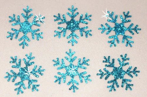 Glitzer-Schneeflocken zum Aufbügeln, 5 Packungen, 2,5 cm, 30 Stück blau