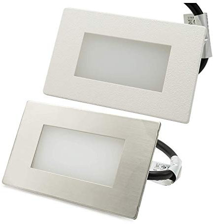 Spot LED Luminaire Extérieur Encastrable, Compatible avec Boîtes 503, Température 4 000 K, Indice de Protection IP65, Cadre Argenté et Blanc