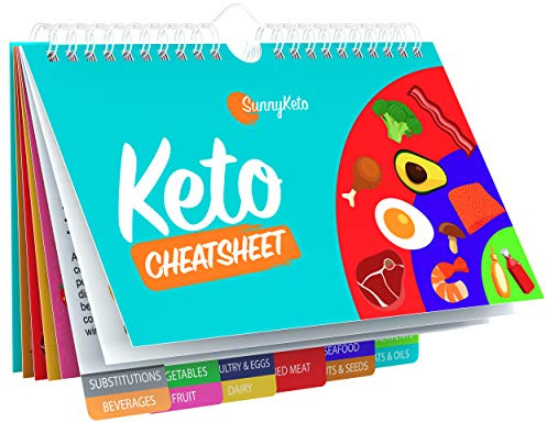 SunnyKeto Keto Diet Cheat Sheet Guide Rapide Aimant de réfrigérateur Tableaux de référence pour Aliments diététiques cétogènes – y Compris la Viande et Les Noix, Les Fruits et légumes, Les Produits