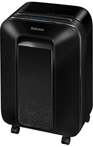 Fellowes distruggi documenti a miniframmento LX200, 12 fogli, per casa e piccolo ufficio, uso personale, cestino da 22 litri, distruggidocumenti con tecnologia Intellibar e Safesense, nero