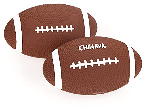 Chiwava 2 stück 6 Zoll Quietschen Latex Hundespielzeug Ball Fußball Rugby Holen interaktives Spielzeug für mittlere groß Hunde
