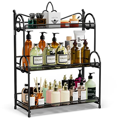 YIUKEA Bathroom Organizer Countertop - 3 Tier Spice Rack Organizer, Counter Organization and Storage for Bathroom, Kitchen, Bedroom, Offices, Foldable