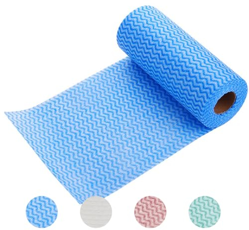 sukevitor 50Pcs Dish Cloths Disposable Cloth roll All Purpose Cloths for Kitchen All Purpose Cleaning Cloth 1 Roll Blue