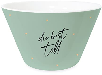 Grafik-Werkstatt Müsli-Schale mit 100 % Echtgold | Porzellan Schüssel | du bist toll, Grün