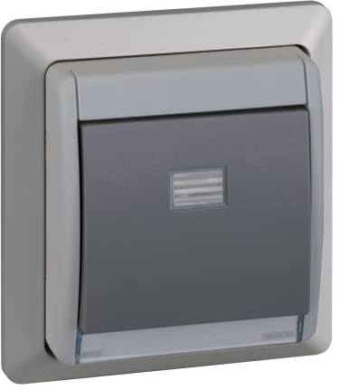 SIMON - Interruptor Conmutador Empotrable, Serie Simon 44 Aqua, 230V 10A, Interruptor Táctil de Pared, Apto para Exteriores, Fácil de Instalar, Incluye Caja, Tapa y Mecanismo, Color Gris
