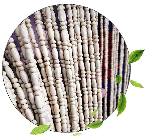 KGUDYS Holzperlenvorhang-Natur Holzperlen Vorhänge-Türvorhang, Handgefertigte Hängende Perlenvorhänge, Heimdekoration/Teiler Perlenvorhang, Fadenvorhang, Für Tür, Anpassbar,45strands-90x200cm