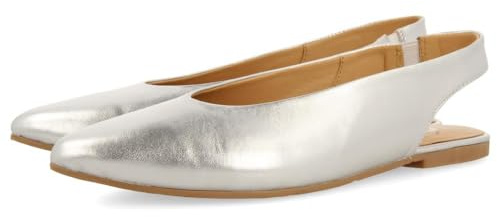 GIOSEPPO Bailarinas DESTALONADAS DE Piel Color Plata para Mujer