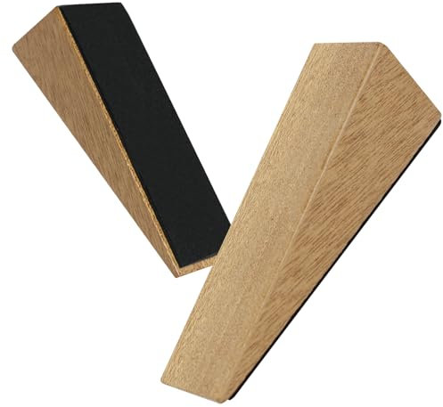 Set of 2 Wooden Door Stoppers,Non-Slip Bamboo Door Wedges with Rubber Base,Heavy Duty Door Stops for All Types of Doors,Perfect for Home Office Kitchen,Decorative and Functional Wooden Door Stopper