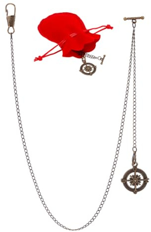 PH PandaHall 54.5cm Chaîne de Montre de Poche, Chaîne de Montre Chaîne de Gilet de Costume, Chaîne de Poche Chaine Montre Gousset pour Homme Mari Fête des Pères Mariage, Pendentif: 2.9cm