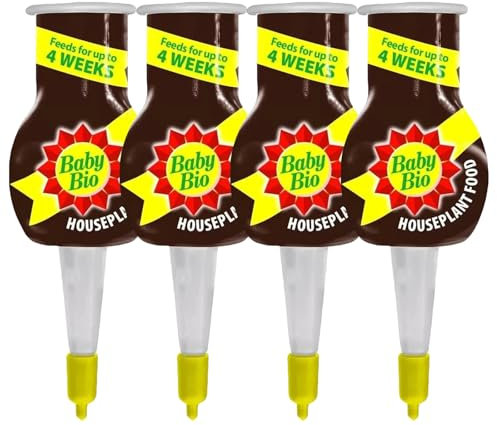 HOCHSTE® Baby Bio Houseplant Drip Feeders Pack of 4 Plant Feed Food Fertiliser Nutrients Nutrition Gardening Garden Soil Potted Plants Houseplant Drip - 4 Pack 40ml