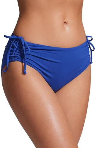 CRZ YOGA Taille Moyenne Ruched Bas de Bikini | Coupe Jambe Moyenne, Couverture Modérée, à nouer sur le côté, Natation, Slip de Bain pour Femme