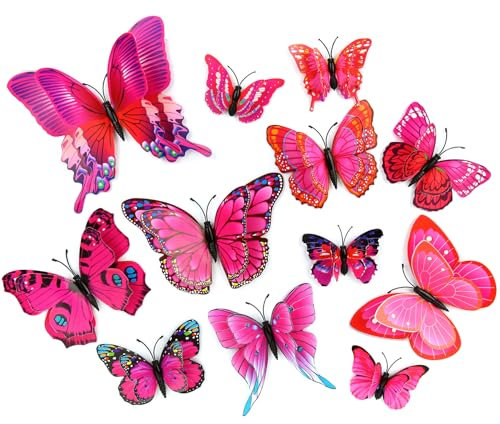 12 Pezzi Farfalle 3d Decorative Adesivo da Parete Farfalla Adesivi per Farfalle a Colori Casa Camera