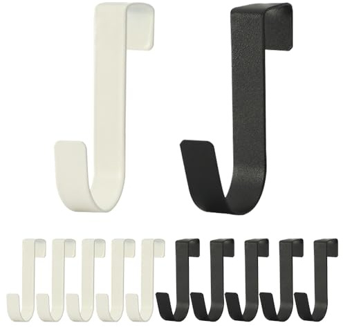 ZSUIQIN 12 Pezzi Appendiabiti da Porte, Gancio per Porta, Gancio Accappatoio, Ganci Appendiabiti per Porta, Senza Forature, per Porte, Armadio, Cassetto, Cucina (Nero, Bianco, Lunghezza: 7 cm)