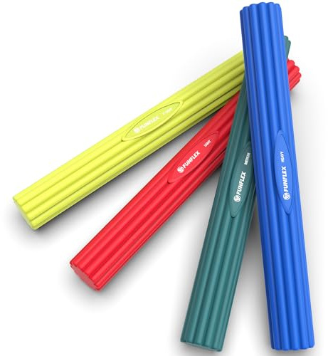 FUNFLEX Barras Flex Therapy – Set de 4 niveles de resistencia – Banda de ejercicio para manos, muñecas y brazos – Entrenamiento de fuerza y flexibilidad