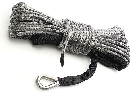 Cavo per verricello sintetico, 6mmx15M 11000LBS Corda for verricello ATV UTV Verricello sintetico ad alta resistenza Cavo di linea Cavo di traino con guaina Grigio for fuoristrada