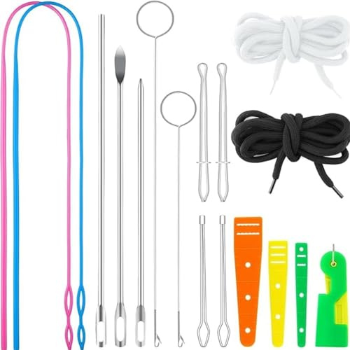 17 Pièces Enfile Aiguilles Cordon,Aiguille Passe Cordon,Enfileur Cordon,Pratiques Couture Enfile-Bande,pour Broderie,Couture,Perlage,Bricolage,Tricotage