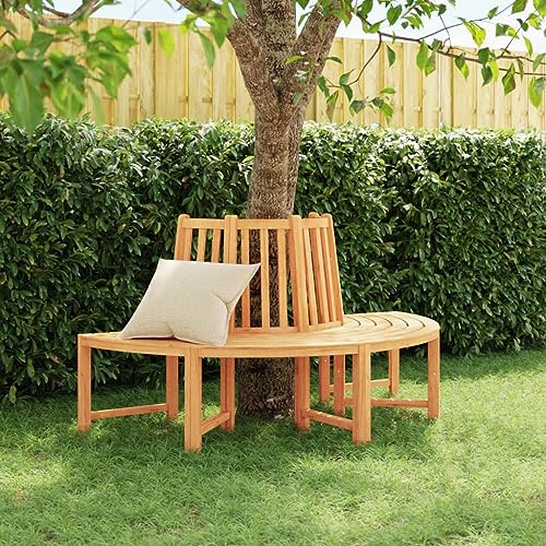 Genérico Banco de árbol semicircular Madera Maciza de Teca Ø160 cm, Bancos de jardín Marrón,364406