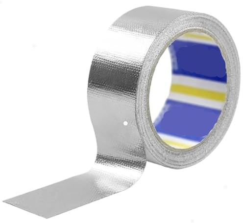 Värmeskyddstejp av aluminiumfolie, Aluminiumfolietejp Silver Självhäftande Värmeisolering Flamskyddsmedel Flera storlekar(50mmx10mx0.15mm)
