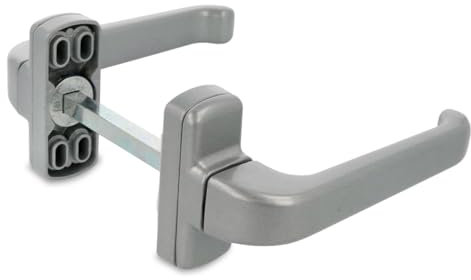 Amig - Set maniglia per porta con rosetta | Modello Epsilon | Alluminio -| 132 x 70 mm | Quadrato 8 mm | Colore: Alluminio argento