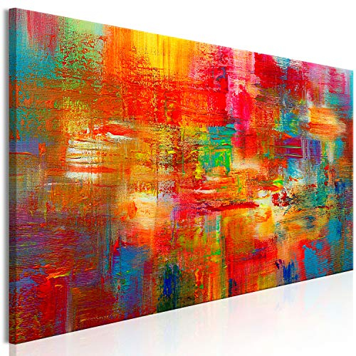 murando - Leinwand Bilder Abstrakt 150x50 cm Vlies Leinwandbild 1 tlg Kunstdruck modern Wandbilder Groß XXL Wohnzimmer Wanddekoration Design Wand Bild Panoramabild - bunt orange rot blau wie gemalt