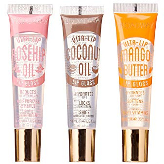 Ruby Kisses Broadway Vita-Lip Clear Lip Gloss (3 Pack Mango Butter, Rosehip, Coconut Oil), Ultra-Hydrating & Soothing Formula with Vitamin Oils, High-Shine Non-Sticky Finish, Healing Lip Balm