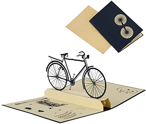 JeoPoom Tarjeta de Felicitación 3D Pop-up con Sobre(Bicicleta)