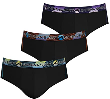 Athena - Lot de 3 Slips Homme Training Dry Taille : 4/L - Couleur : Noir-Noir-Noir