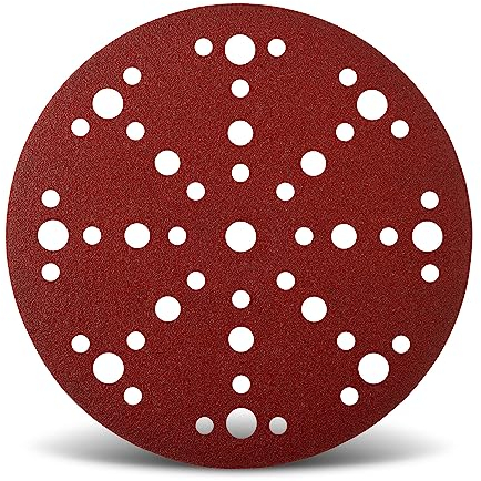 Wfix PRO Red Fire Wasserfeste Schleifscheiben 150mm Klett 48-Loch-Perforation für Exzenterschleifer | Körnung P180 medium - 100er extra langlebig Schleifpapier Set für Holzschliff & Karosseriebau