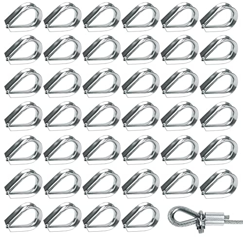 50 Pezzi Fune Metallica Ditale M2 Ditali in Acciaio Inox 304 Anello di Fissaggio del Manicotto Della Fune Metallica per Cavo Acciaio da 2mm Diametro