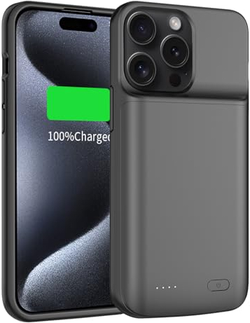 Batteriefach für iPhone 15 Pro max/15 Plus 8500mAh Schlankes tragbares Schutz- und Ladefach Kompatibel mit iPhone 15 Pro max/15 Plus (6,7 Zoll) mit wiederaufladbarem Extended Battery Pack Schwarz