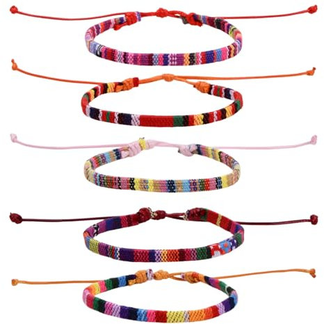 xianynow 5 Stöcke Bunt Handmade Surfer Schmuck Surfer Armband Boho-Armbänder Boho Surfer-Armband Damen & Herren Geeignet als Geschenk für Familie und Freunde