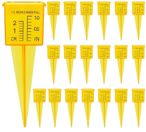 20 pezzi Pluviometro da Giardino per Monitoraggio delle Precipitazioni, Pluviometro con A Picchetto, Plastica Pluviometro con 2 Unità in Scala cm e pollice, per Utilizzato per Giardini, Orti
