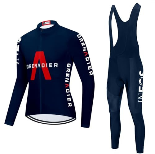 Men's Cycling Jersey Set Long Sleeve Bike Shirts Bicycle Clothing Cycling Bib Pants with 20D Gel Padded