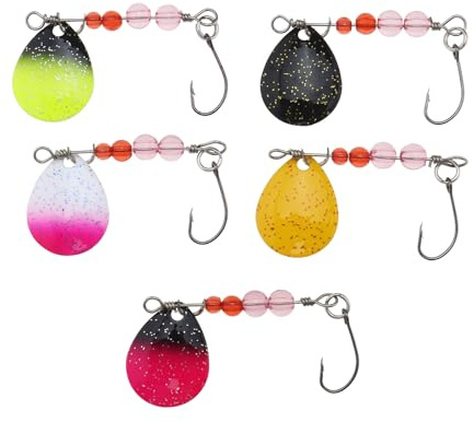 EMSea 5 Pezzi Set Di Esche Da Pesca Per Spinner Da Pesca Alla Trota Kit Da Spinnerbait Da Pesca Esche Da Pesca Con Gancio Singolo Esche Da Pesca In Metallo Dispositivo Da Pesca Per Trota Spigola,2.2g