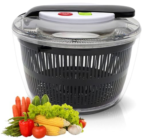RANJIMA Plastic Salatschleuder, Salatschleuder mit Deckel Kleine Salatschleuder für den Modernen Haushalt Salat Schleuder Groß Salad Spinner Dörrautomat für Obst Gemüse Spülmaschinengeeignet