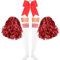 Boyiee 4 Stück Cheerleader Kostüm Set 2 Cheerleader Pompons Handblumen mit 1 Schleife Haarbänder 1 Paar Cheerleader Strümpfe Cheerleader Outfit Faschingskostüme für Karneval Sport(Rot)