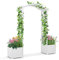 COSTWAY 2 in 1 Rosenbogen mit Blumenkasten, Garten Pergola aus Tannenholz, Torbogen mit Spalier für Kletterpflanzen, Gartenbogen Rankhilfe Rankgitter, Modern, 183 x 42 x 200 cm, Weiß
