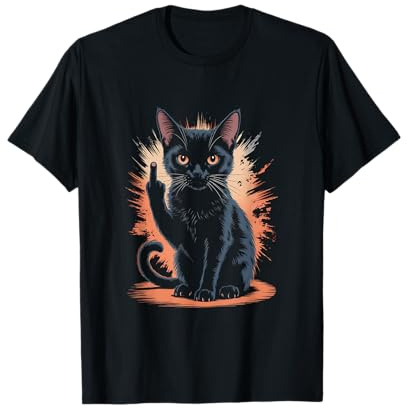 Chat Noir Doigt d'honneur Humour Homme Femme Original Fan T-Shirt