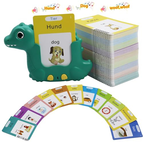 MAYAPHILOS Sprechende Lernkarten Deutsch und Englisch mit 510 Wöter, Sprechenden Flash Karten, Deutsch Lernspielzeug für Vorschulkinder Geschenk Für Jungen Mädchen