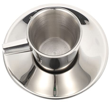 CIYODO Stainless Steel Double Layer Coffee Cup Set 80ml Espresso Tea Cups with Saucers for Home and Professional Use