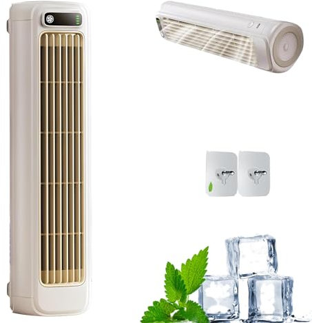 Shirem Rafraichisseur d'Air Silencieux, Mini Climatiseur Mobile, Portable Refroidisseur d'Air 3 Vitesses, USB Rechargeable, pour Chambre, Bureau, Maison (Beige)