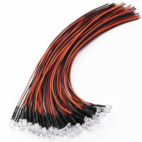 YIXISI 40 ST 5mm LED-Dioder, 12V 20cm LED-Förkopplad lampa, Emitterande Dioder Förkopplade, Orange