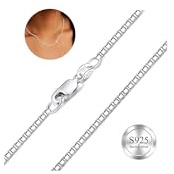 ZHESHY Collana Argento 925 Donna Collane Catenina Argento Sterling 925 Sottile Girocollo Lunga Senza Ciondolo Larghezza:0,8/1/1,3 mm Lunghezza:40cm-75cm Gioielli Regalo Compleanno Natale