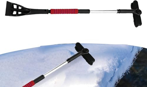 Pala de nieve para coche – Herramienta de limpieza extensible | Cepillo de deshielo de invierno | Limpiador de nieve portátil para coche, SUV, camión, parabrisas, puerta, ventana, garaje, aparcamiento