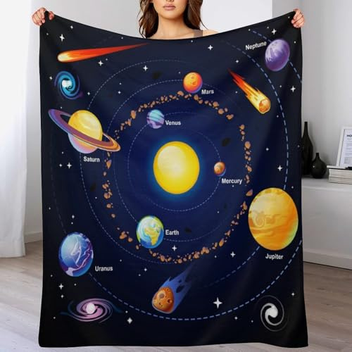 AAVEUP Cosmic Solar System Blanket,Milky Way Outer Space Planets Meteorites Earth Astronauts Print Throw Blanket for Boys Kids Room Teen Nursery Couch Sofa Bed Decorative Gifts 40x50