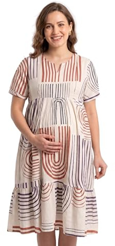 ZENIRA Women's 2026 Spring Summer Maternity Dresses Short Sleeve Maxi Round Neck Casual Nursing Outfit Dress