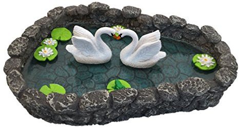 GlitZGlam Miniaturschwanenteich – Liebe liegt in der Luft! EIN Miniaturschwanenteich für den Miniaturfeengarten und Miniaturgartenzubehör
