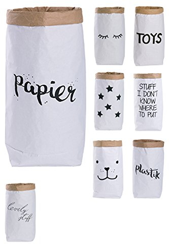 Papiersack Paper Bag rund Kraftpapier Beutel Mülleimer Braun Weiß 'papier'